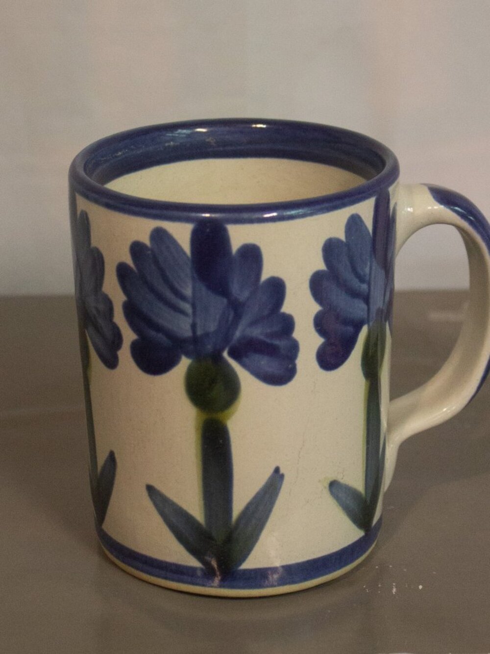 Louisville Stoneware Vintage Mug 8 Oz Iconic Blue Bachelor Button Pattern